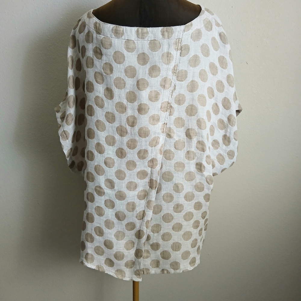 Flax White and Tan Polka Dot Blouse - Picture 2 of 16